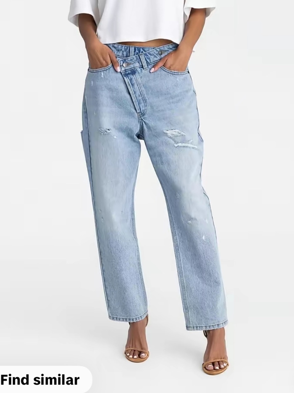 KBB Kahlana mid rise-straight Leg Jeans with Subtle Distress & Fly Button.